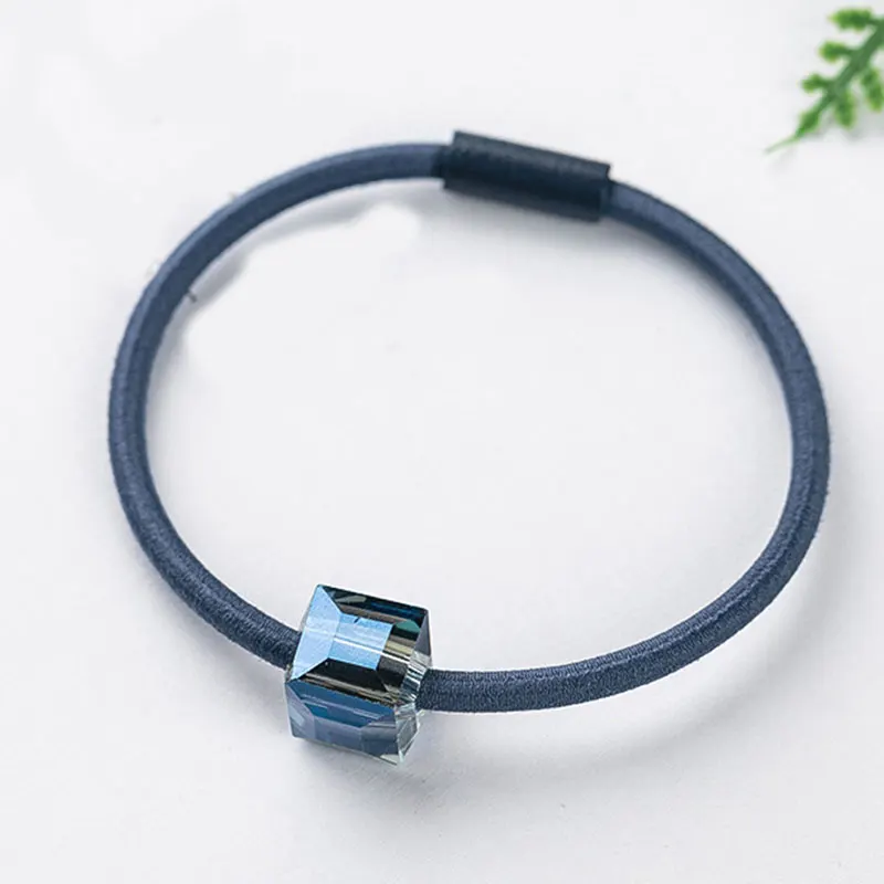 navy blue Корейские милые резинки для волос с жемчугом и бусинами, резинки для волос для девочек, женские резинки для волос, резинки, аксессуары для волос в подарок - Цвет: navy blue