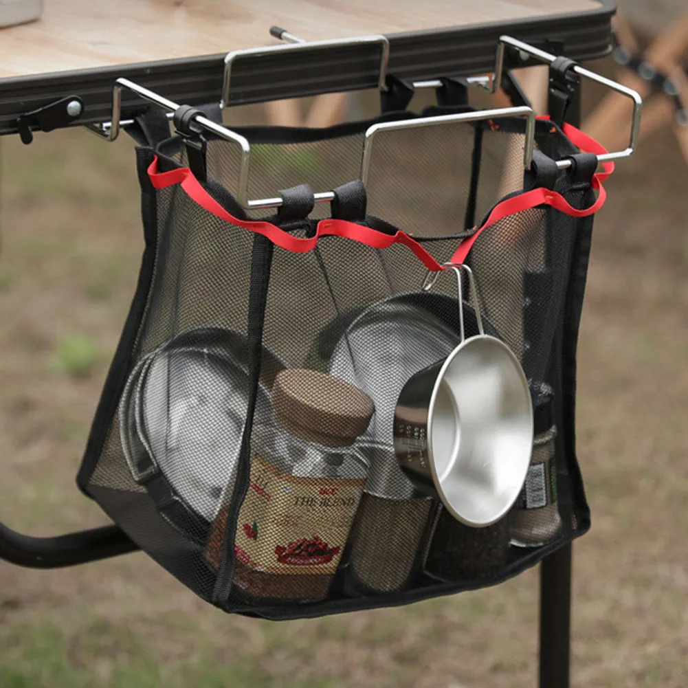 

Outdoor Folding Mesh Net Basket Camping Table Storage Table Hanger Hanging Storage Hanging Basket Finishing Net