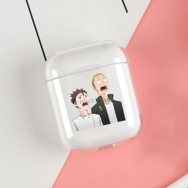 

Haikyuu tanaka nishinoya Cases For Apple AirPods 1 2 Case Clear Wireless Bluetooth Earphone Case Protective Shell