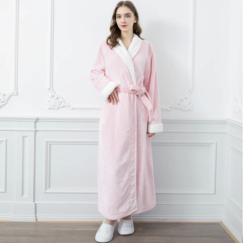 pajama joggers Lovers Extra Long Plus Size Winter Warm Flannel Coral Fleece Bath Robe Men Women Knitted Waffle Kimono Bathrobe Dressing Gown mens cotton pajama bottoms