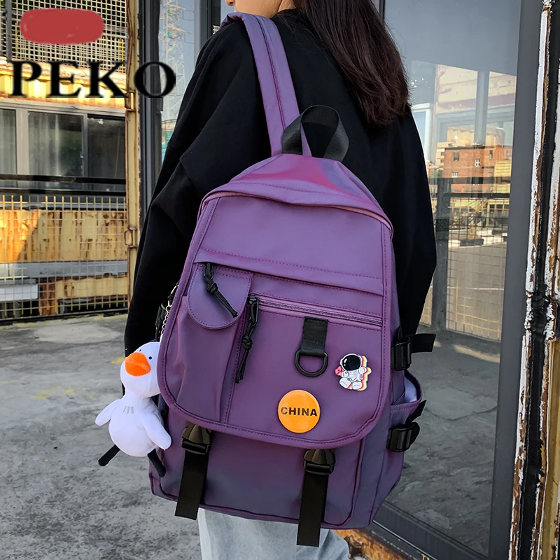 

BRAND Fashion Reflective Nylon Women Backpack Solid Color College Student Book School Bags For Teenage Girls Laptop Backpack