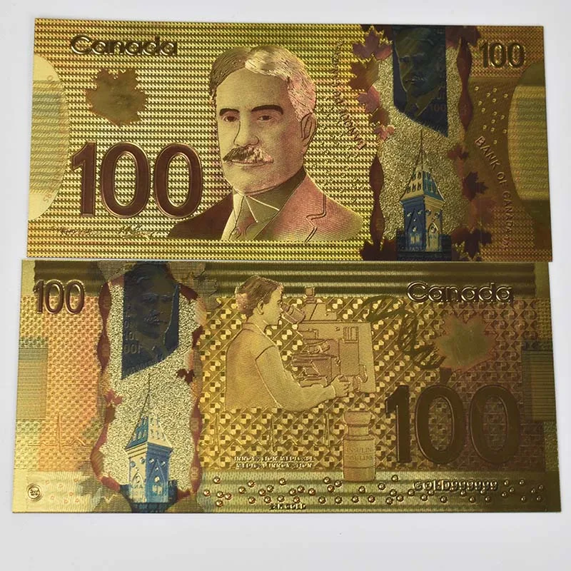 Канадская валюта на 100 долларов Банк Канады сувенир банкноты из золотой фольги