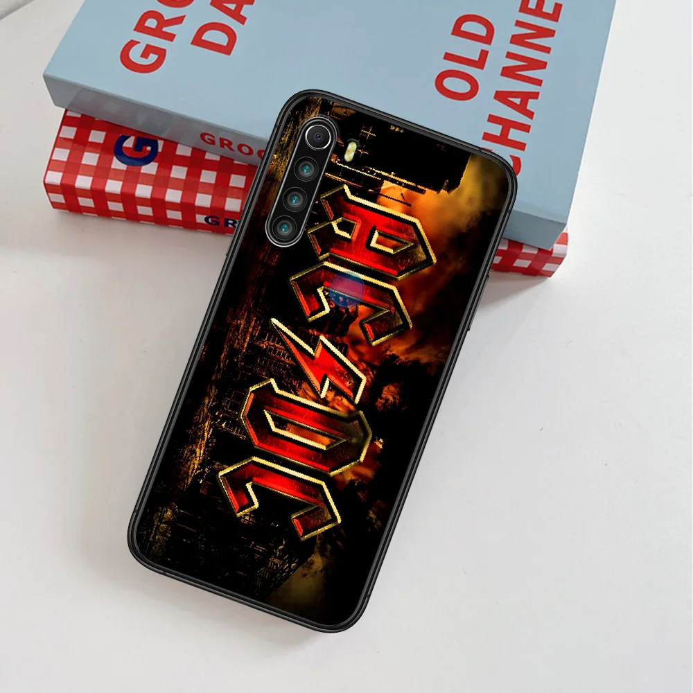 

AC DC Band Phone Case For Xiaomi Redmi Note 7 8 8T 9 9S 4X 7 7A 9A K30 Pro Ultra black Cover Silicone Hoesjes Pretty Coque Tpu