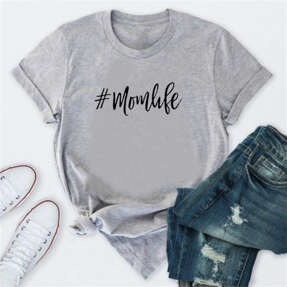 

# Mom Life Letter Print T Shirt Women Short Sleeve O Neck Tshirt Summer Women Tee Shirt Tops Clothes GDZ3