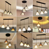 modern simple black pyramid diamond chandelier bedroom dining room home decoration birdcage black iron cage hanging ceiling lamp