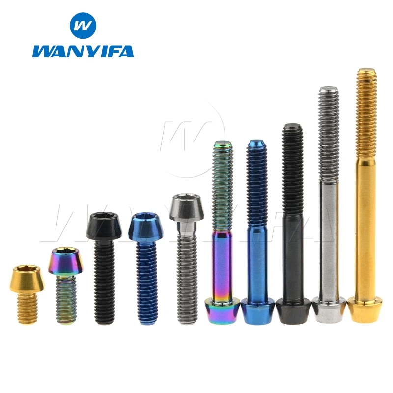 

Wanyifa Titanium Bolts M6X45 50 55 60mm Cycle Acessory Bike Cycling Tapered Head Hex Screws