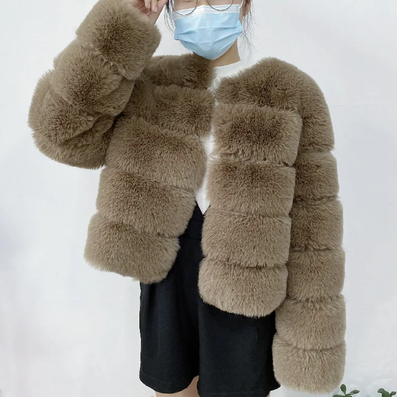

2021 New Faux Fox Fur Coat Women Long Sleeve Faux Fur Jacket Winter Outerwear
