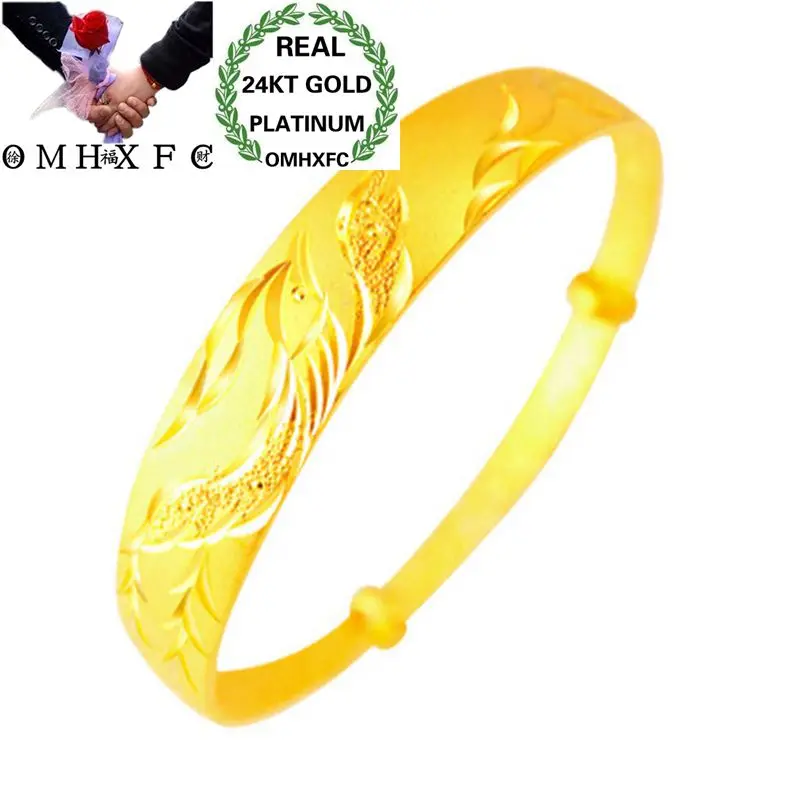 

OMHXFC Wholesale European Fashion Woman Girl Party Wedding Gift Phoenix 24KT Gold Bangles Bracelets BE108