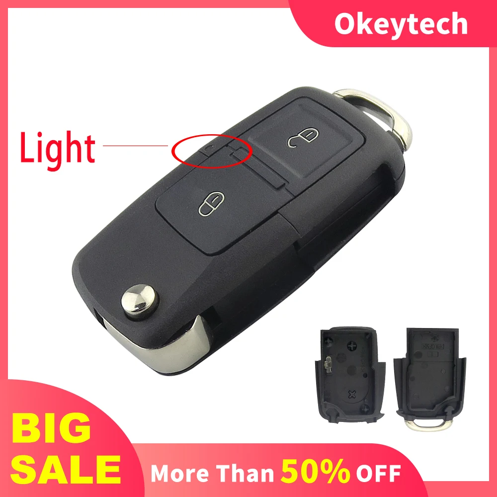 

OkeyTech Folding Flip Replacement Car Key Shell For VW Golf 4 5 Passat b5 b6 polo Touran For Seat for Skoda Remote Key Case Fob