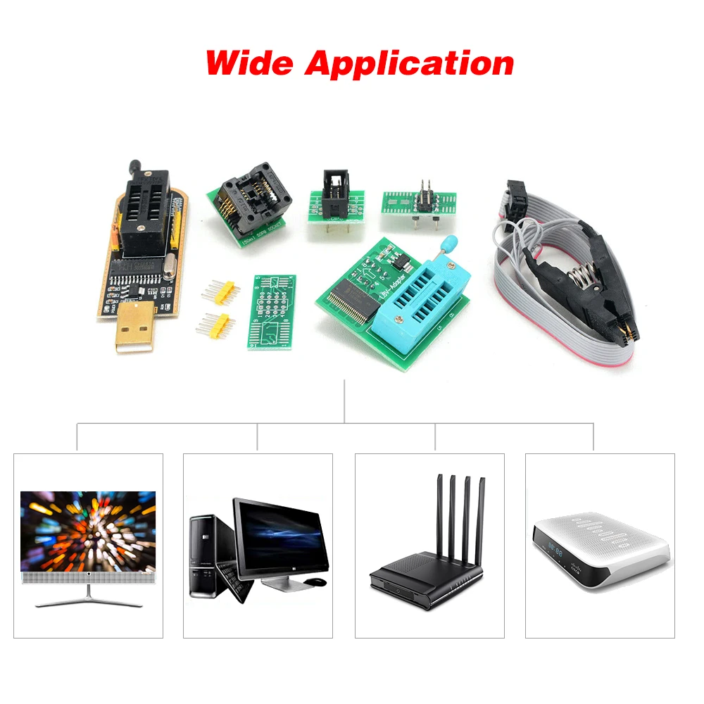 Программатор USB CH341A с зажимом SOP8 EEPROM горелка BIOS прошивка SPI набор для