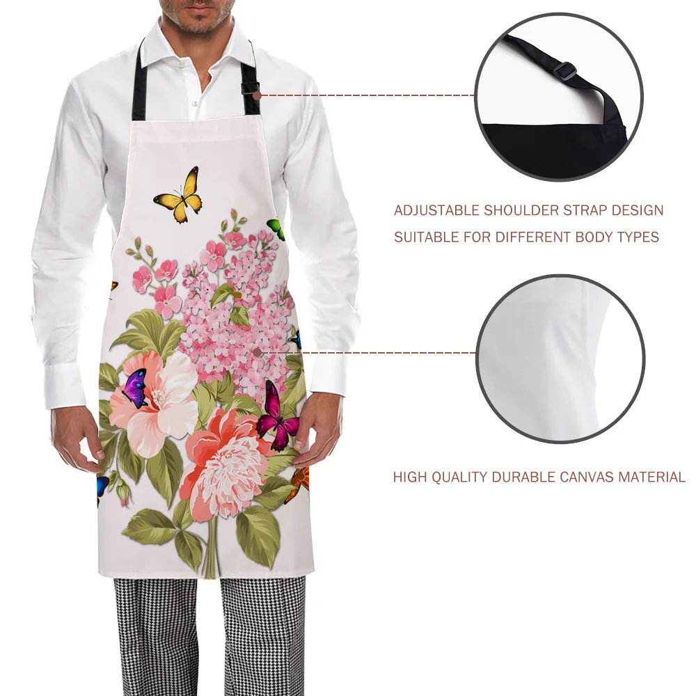 Tophome Кухонный Фартук розовый цветок иллюстрация бабочка регулируемые фартуки из