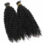 Бразильские волосы Remy I Tip Fusion, кудрявые кератиновые наращивание волос, предварительно скрепленные черные коричневые волосы, большой запас
