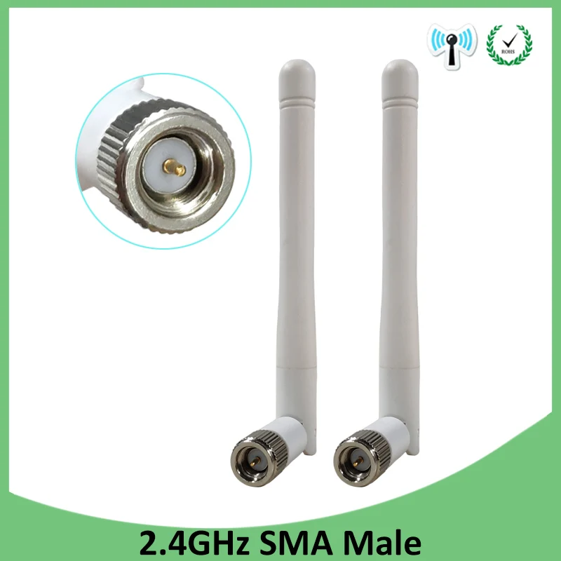 

Grandwisdom 2pcs 2.4g antenna 2~3dbi sma male wlan wifi 2.4ghz antene pbx iot module router signal receiver antena high gain