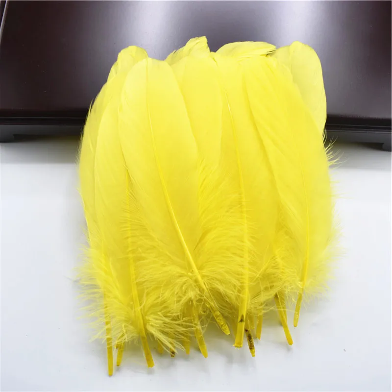 Yellow Хорошее качество перо натуральный белый гусиный пух 15-20 см украшения свадебные Красочные перо Материал аксессуары Шлейфы - Цвет: Yellow