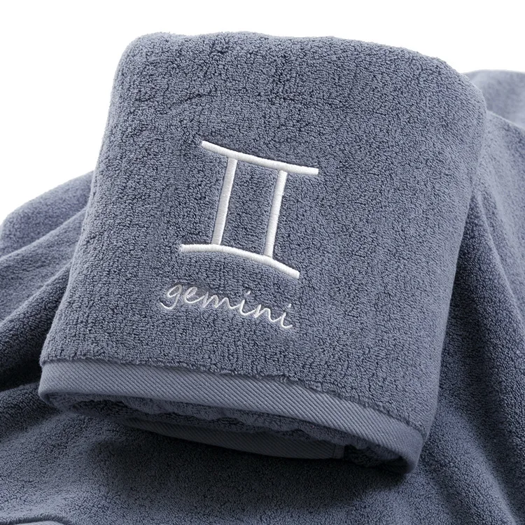 Gray Gemini Хлопок банное полотенце созвездие шаблон полотенце s белый серый с вышивкой полотенца махровые девушка/мужчины ванная комната прямоугольное банное полотенце - Цвет: Gray Gemini