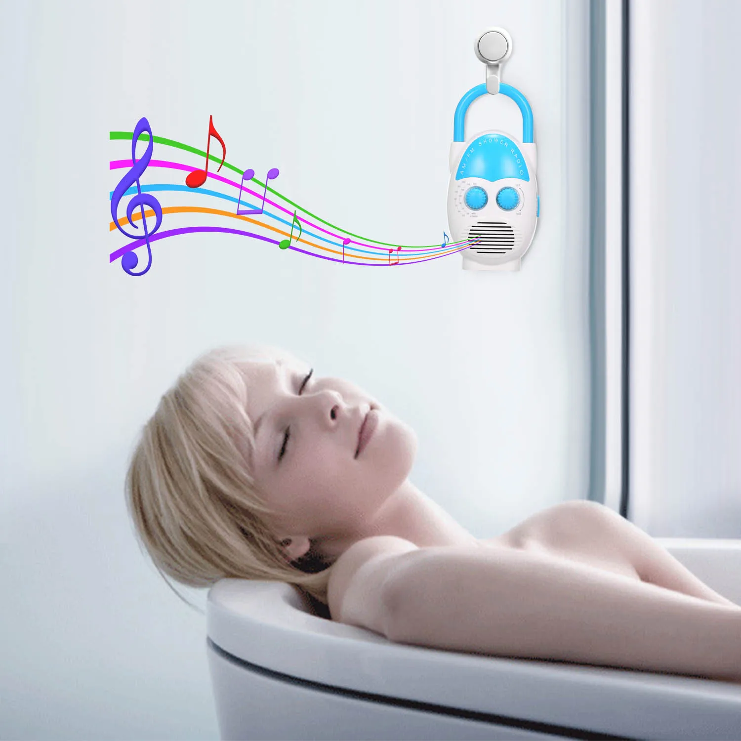 Миниатюрное AM/FM радио для душа водонепроницаемый подвесной музыкальный