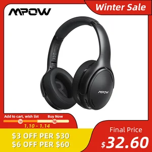 Наушники Mpow H19 IPO Bluetooth 5,0 с активным шумоподавлением, легкая беспроводная гарнитура с микрофоном CVC 8,0, 30 часов работы, быстрая зарядка