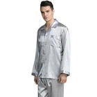 Мужская Шелковая пижама с принтом, весенне-летний костюм с длинным рукавом, домашняя одежда