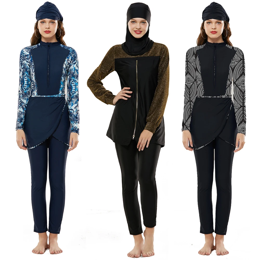 Скромный мусульманский полный Чехол Исламский купальник купальный костюм с