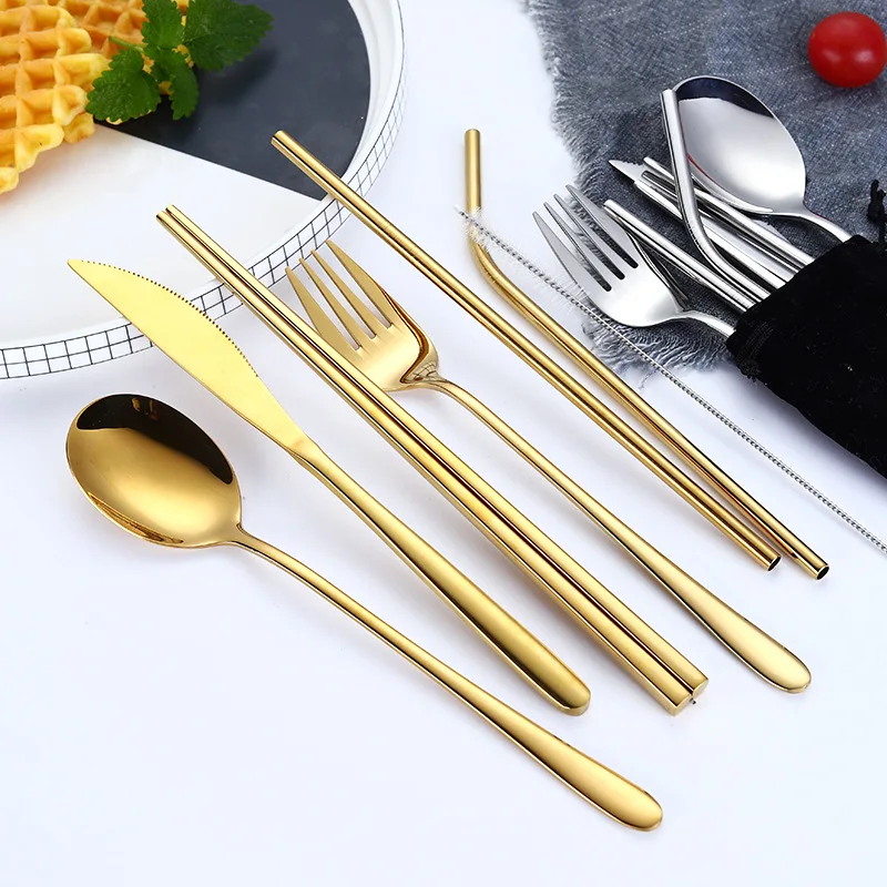 Набор столовых приборов из нержавеющей стали комплект 7 ложка вилка палочки