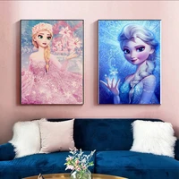 cartoon decor disney frozen princess pictures anna elsa characters canvas paintings prints living girls room wall art pictures
