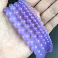 natural angelite stone light purple beads smooth round loose spacer beads for making jewelry diy bracelets 15strand 46810mm
