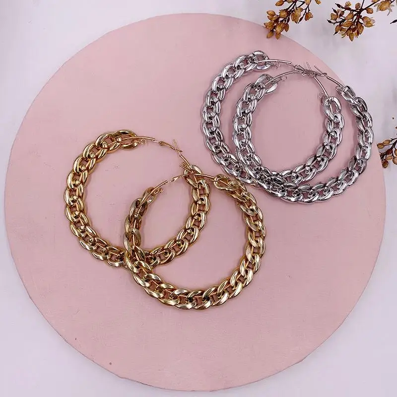 Женские крупные серьги-кольца в Корейском стиле объемные украшения из металла с