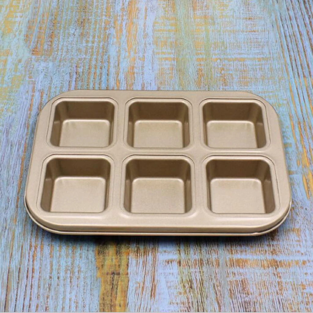 

Nonstick 6-Cavity Brownie Muffin Cupcake Cake Pan, Squares Bread Baking Mold
