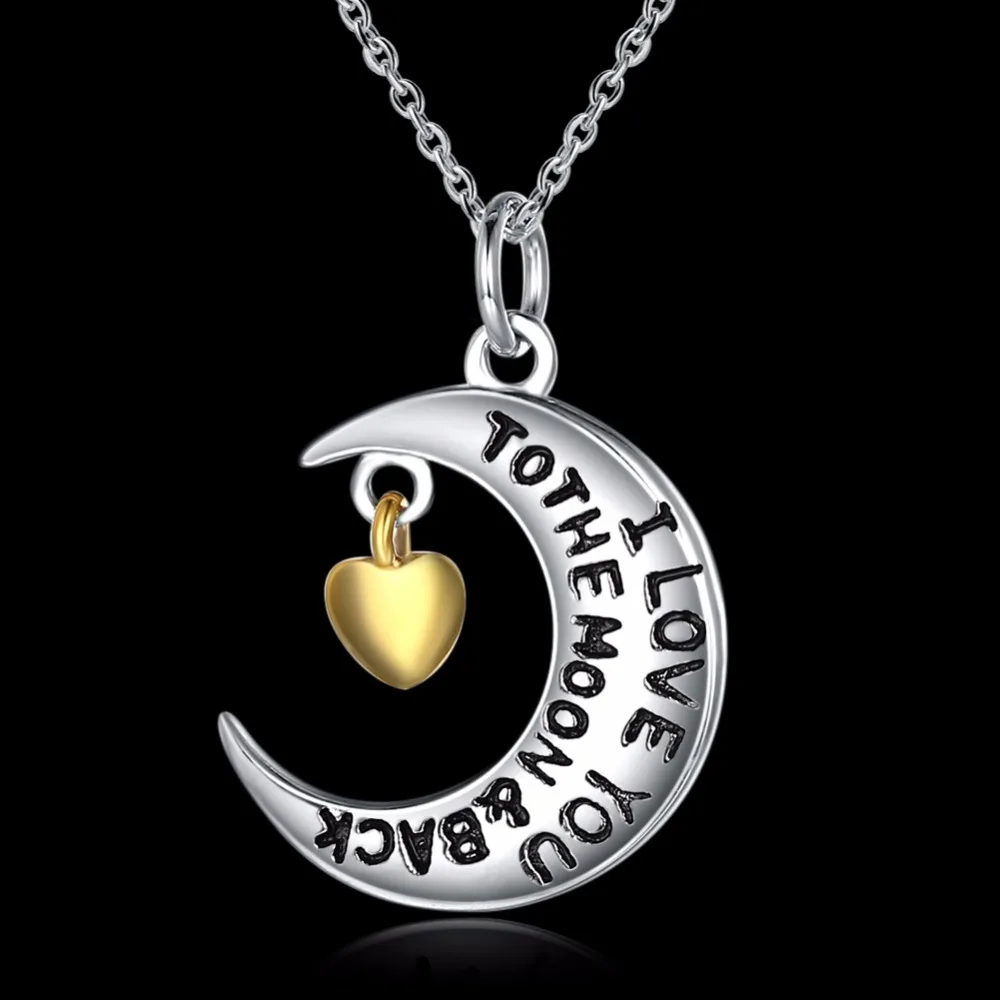 Lekani Moon And Back Trendy Design Gold Heart Pendant Necklace 925 Sterling Silver Fine Jewelry For Women Collares | Украшения и