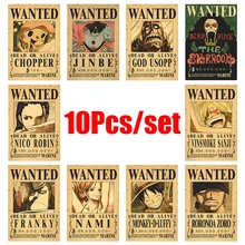 10 unids/set una pieza Anime Vintage Posters estética adolescente habitación Pared de salón decoración Anime pirata quería pegatinas de pinturas Juguetes