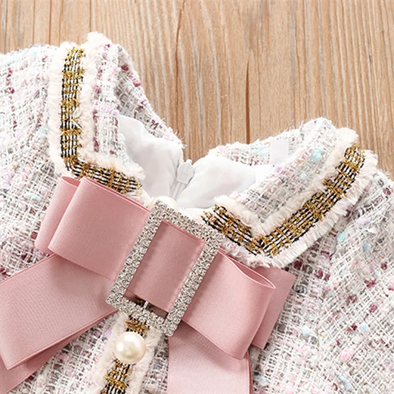 2019 Autumn Toddler Dresses Little Girls Short Sleeve Bowknot Fragrance A-line Princess Dress 2-8Yrs Kids Clothes Party | Детская одежда