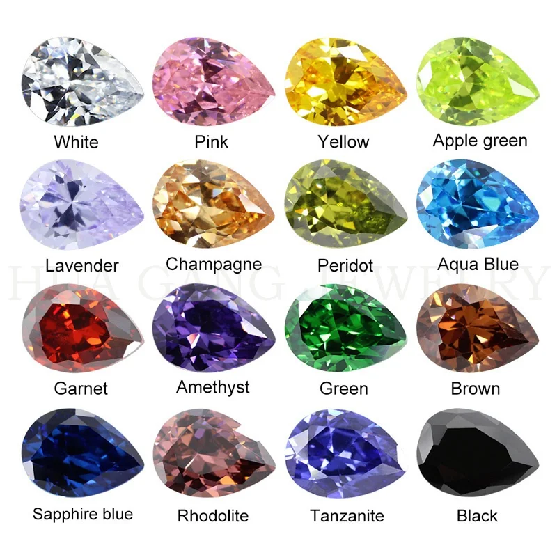 

Cubic Zirconia Stone Multicolor Pear Shape Brilliant Cut Loose CZ Stones Synthetic Gems Beads For Jewelry 2x3~13x18mm AAAAA