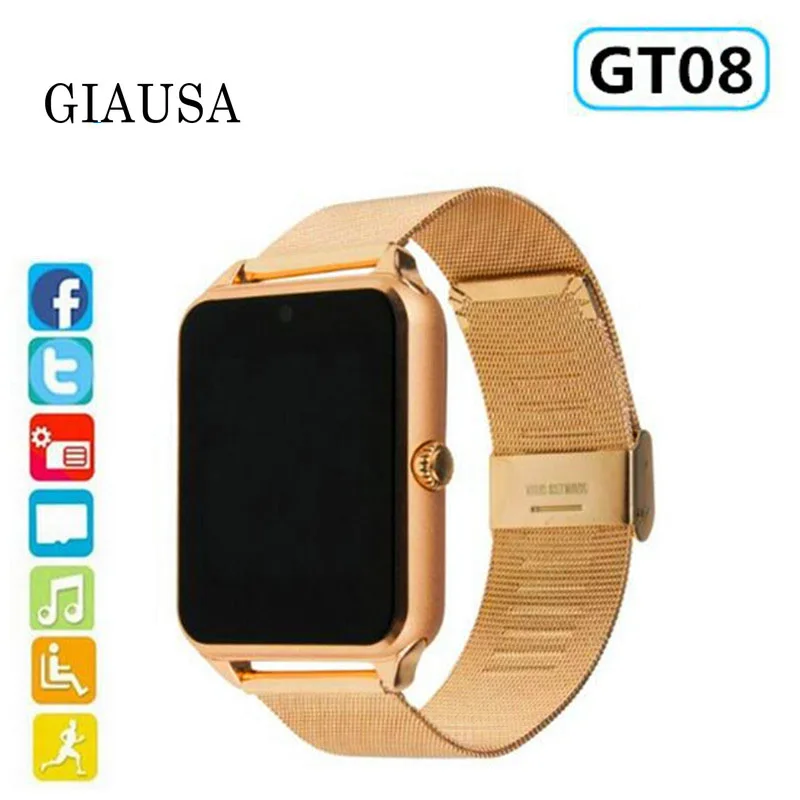 Смарт-часы GT08 Plus с металлическим ремешком, Bluetooth, наручные часы, поддержка sim-карты TF, Android и IOS, часы с несколькими языками PK S8 Z60