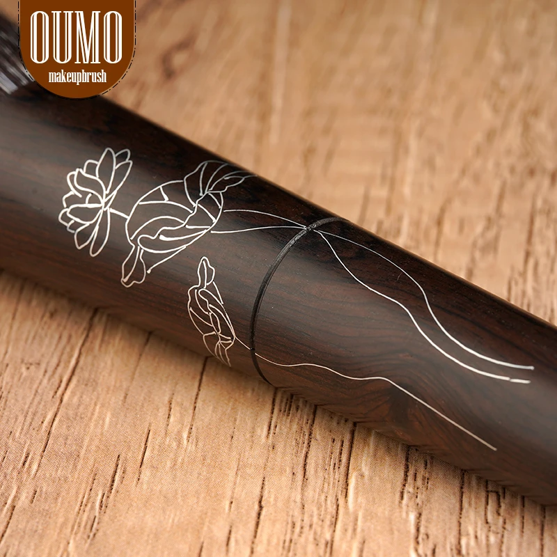 OUMOMAKEUPBRUSH-Powder brush Black Fox with XGF Goat hair Ebony handle Copper tube |