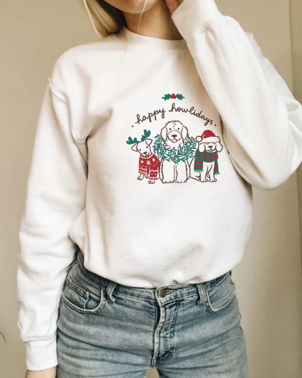 Свитшот с надписью Happy Howlidays рождественский подарок для собаки джемпер