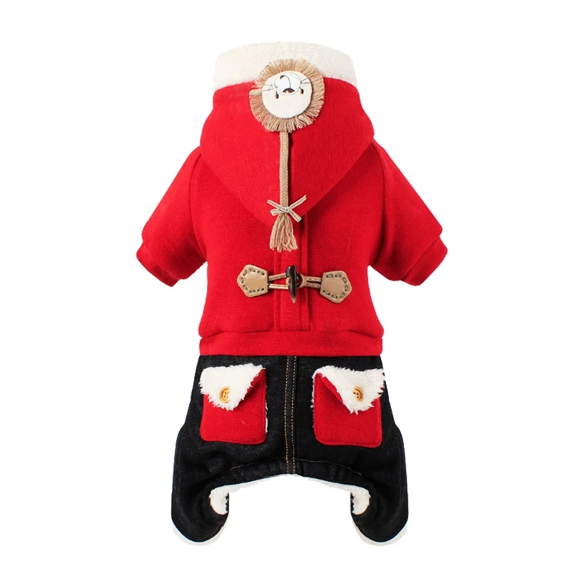 Зимний теплый комбинезон для собак пальто Одежда домашних животных утолщенная 4