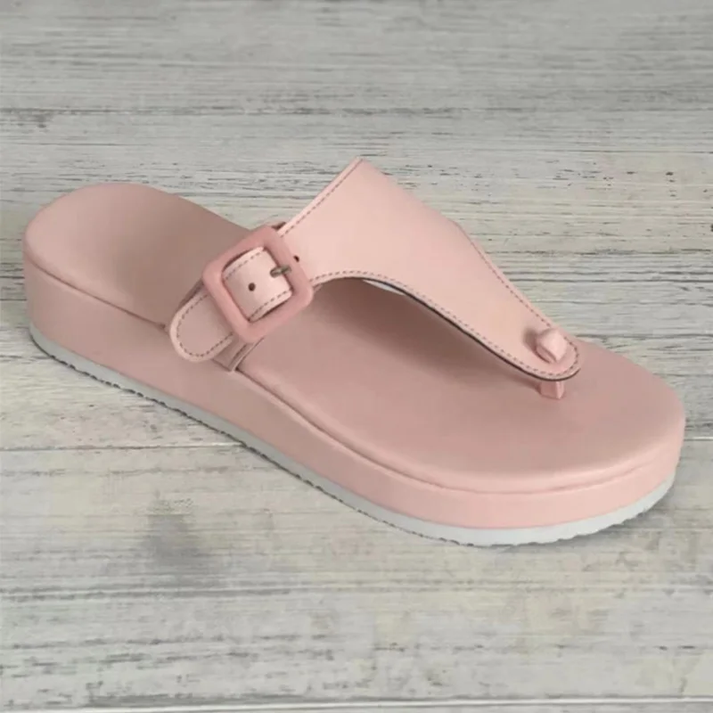 

Summer Women Slippers Fashion New Buckle Thick Bottom Female Flip Flops Casual Solid Color Outdoor Beach Ladies Slippers