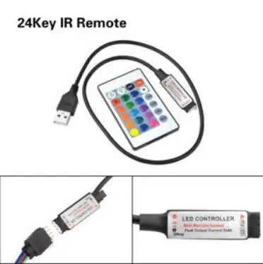 Bluetooth 4,0 5V USB RGB RF IR Музыка Пульт дистанционного управления Wifi для RGB 3528 5050 smd Светодиодная лента освещение ТВ ПОДСВЕТКА DC 5V - Цвет: 24key IR remote