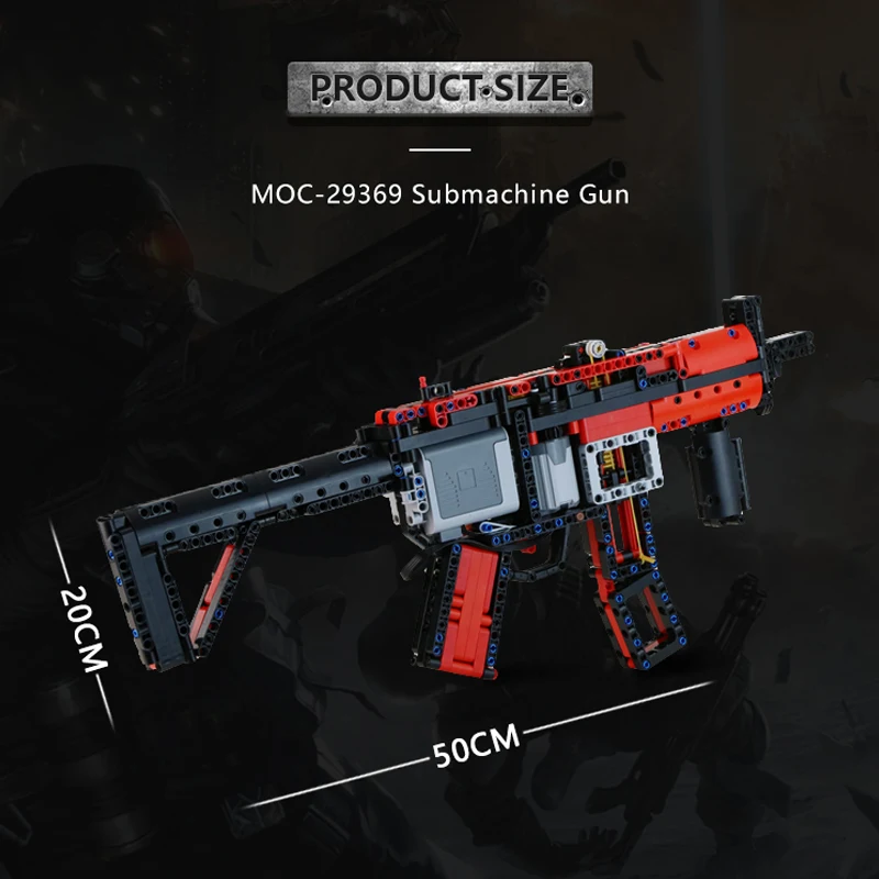 

BuildMOC WW2 Military Pistol Motor Power MOC-29369 MP5 Police Submachine Gun Model Building Blocks Children Toys For Boys Gifts