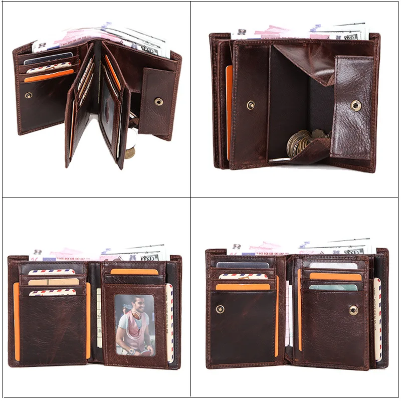 

Men's Wallet New Leather Multi-function Three-fold Vertical Wallet