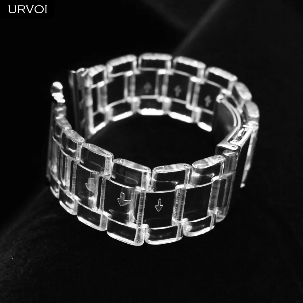 Ремешок URVOI прозрачный для Apple Watch series 7 6 SE 5 4 3 2 сменный жёсткий карамельный
