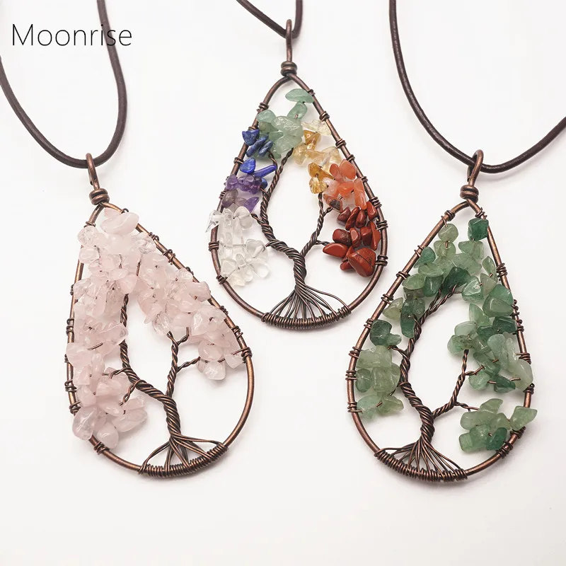 Ожерелье с подвеской Древо жизни ожерелье из натурального камня для женщин