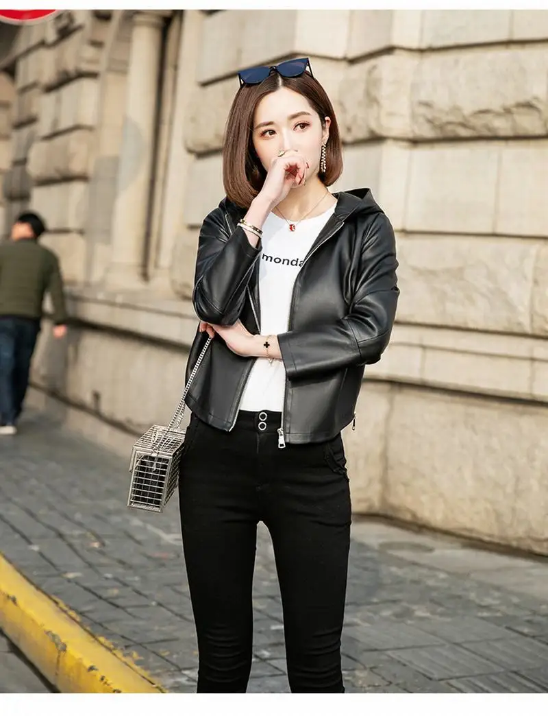 Новинка весна-осень 2020 куртка из натуральной кожи женское свободное короткое