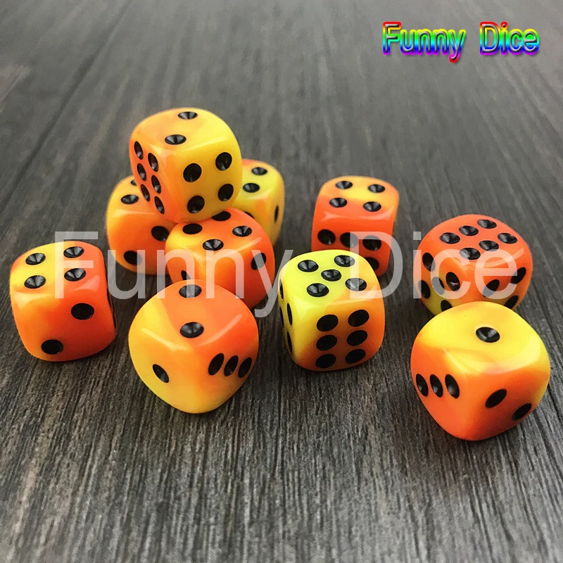 01 Orange yellow Забавные мини-кубики 10 шт./компл. 12 мм D6 азартные игры Стандартный в горошек аксессуары для азартных игр, настольная игра - Цвет: 01 Orange yellow