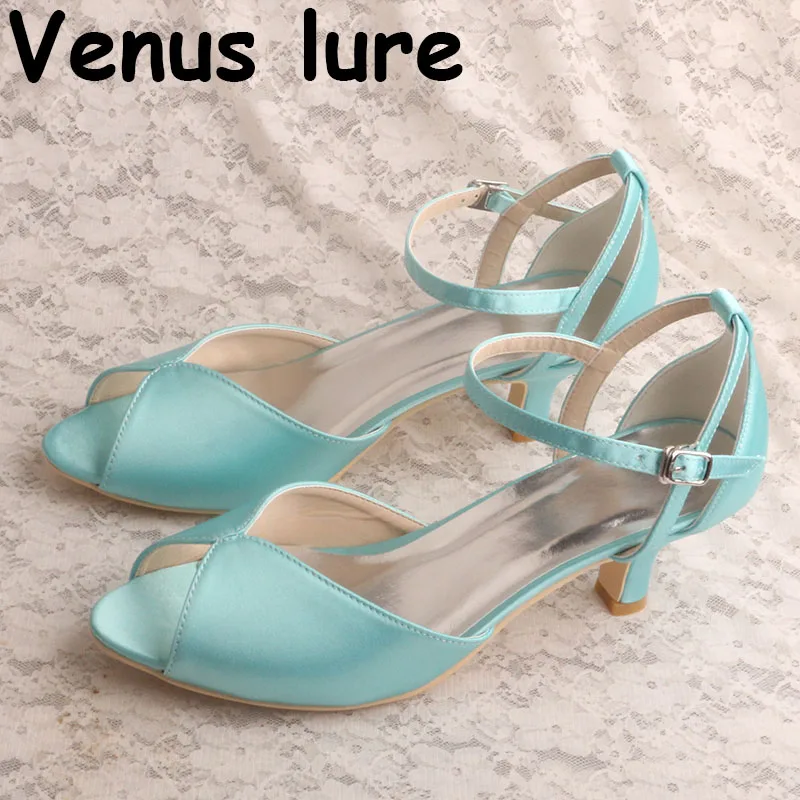 

22 Colors Elegant Sandals Mint Green Low Heel Peep Toe Summer Shoes