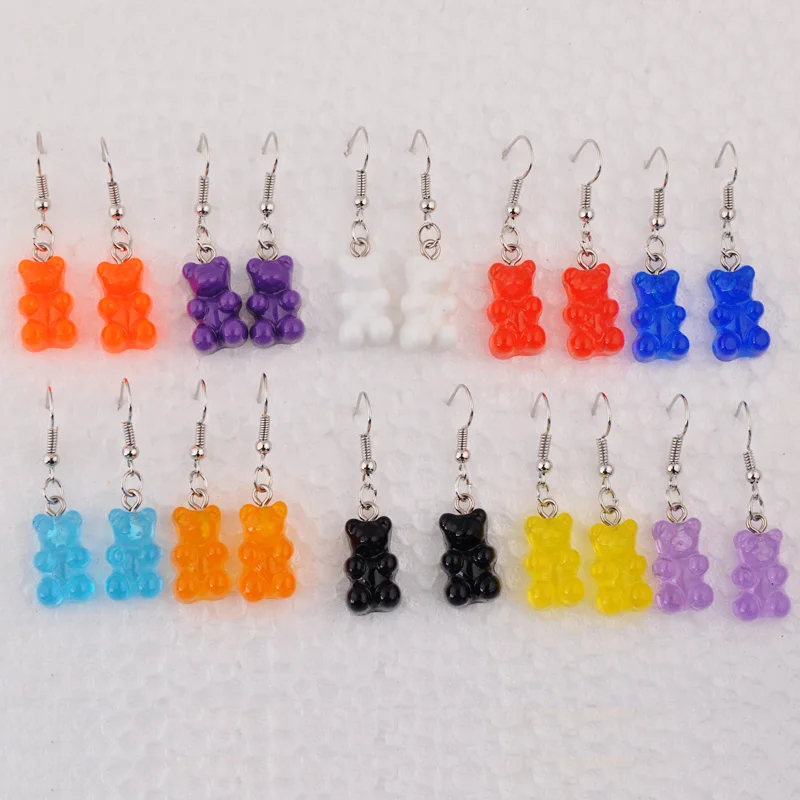Модные Мультяшные серьги подвески с животными карамельные медведи для женщин и