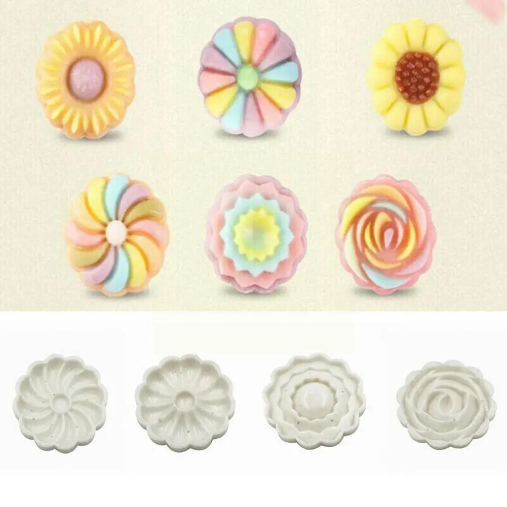 

6 Styles Round Flower Mooncake Mold Hand Pressure Fondant Diy Pastry Cake Tools Baking Moon Decoration Tools Cookie Cutter R7y4