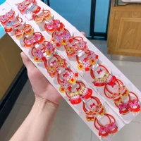 10pcsset cute red new year plush anime cartoon tiger hair band baby tie hair rubber band holster acrylic kids hair accessories
