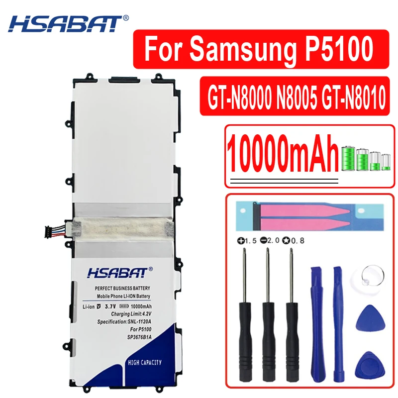 HSABAT 10000 мА/ч, SP3676B1A Батарея для samsung Galaxy Note 10,1 GT-N8000 N8005 GT-N8010 N8013 N8020 P7500 GT-P7510 P5100 P5113