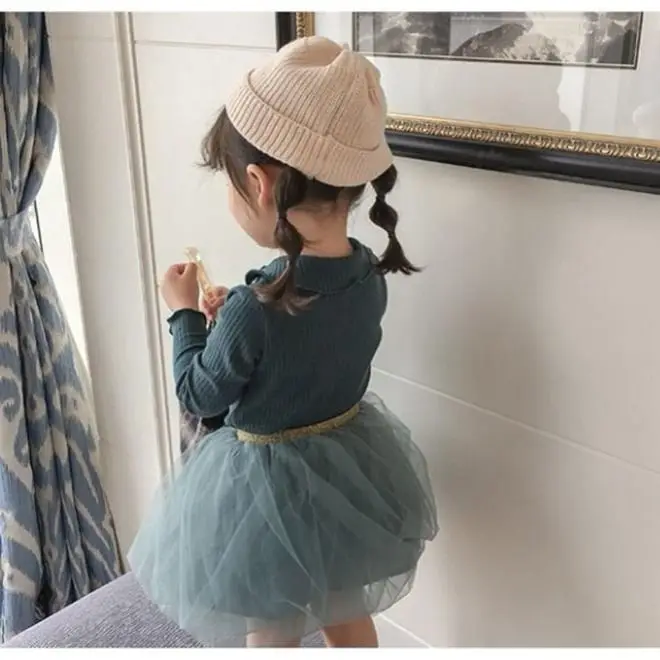 

Spring/Autumn Girls Bottoming Shirt Cotton Baby T-shirt Solid Color Knit Sweater Children Long-Sleeved T-shirt
